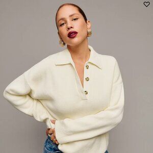 Reformation Brooklyn Cotton Polo Sweater Ivory - Size M